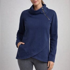 Athleta Women’s Blue Asymmetrical Wrap Pullover Sweatshirt XXS